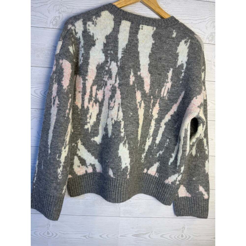 Rails Abstract Print Crewneck Sweater Size S Gray Pink